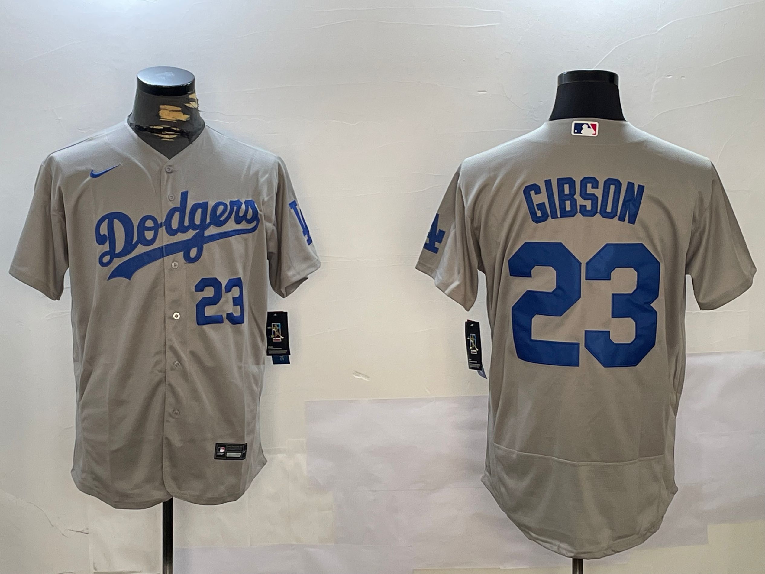 Men Los Angeles Dodgers #23 Gibson Grey Elite 2024 Nike MLB Jersey style 12164